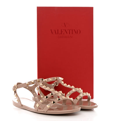 Valentino Garavani PVC Jelly Rockstud Caged Sandals 37 Poudre 8 of 8