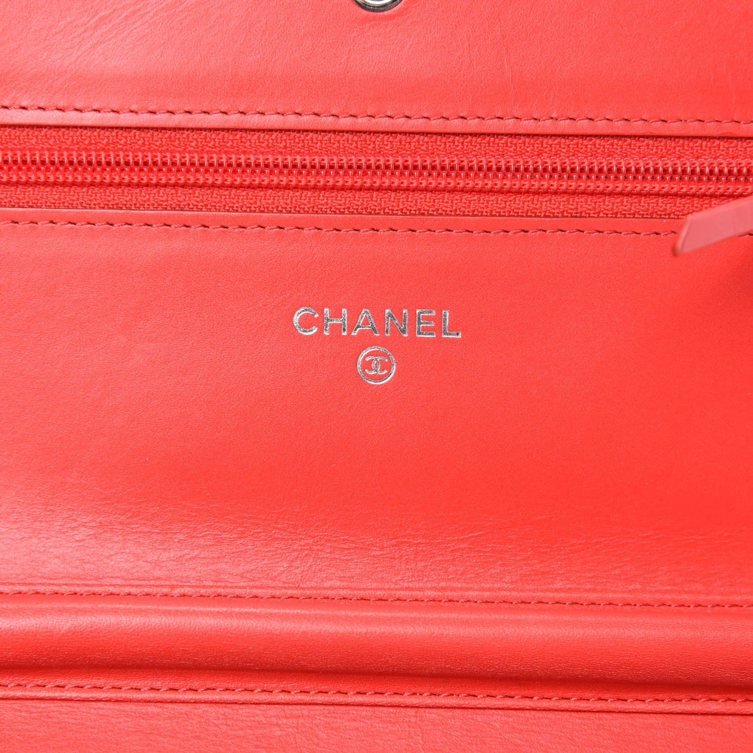 Chanel Caviar Timeless CC Wallet On Chain WOC Light Red 8 of 11