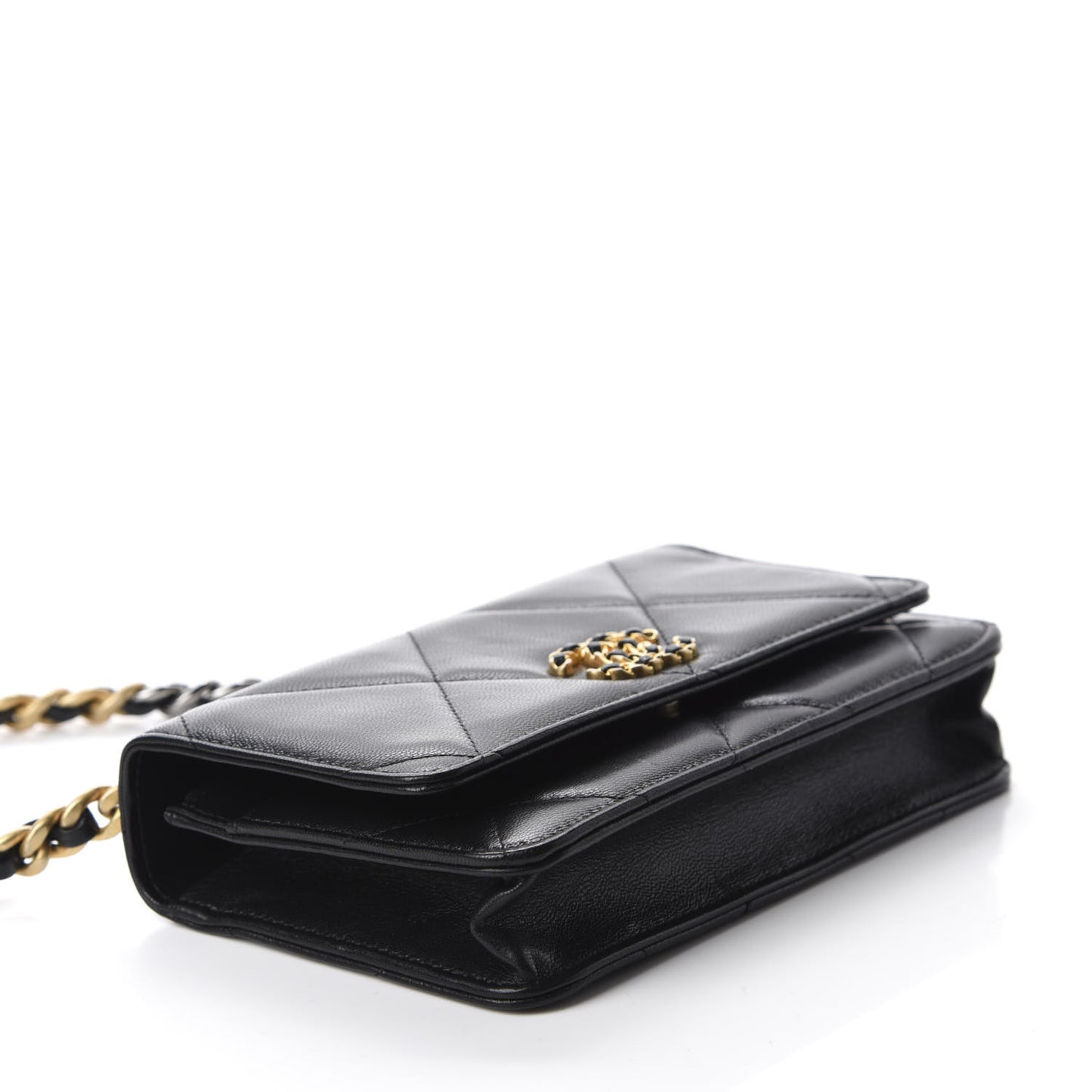Lambskin Quilted 19 Wallet On Chain WOC Black