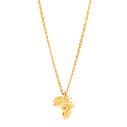 Chanel Crystal Pearl CC Africa Pendant Necklace Gold White 1 of 5