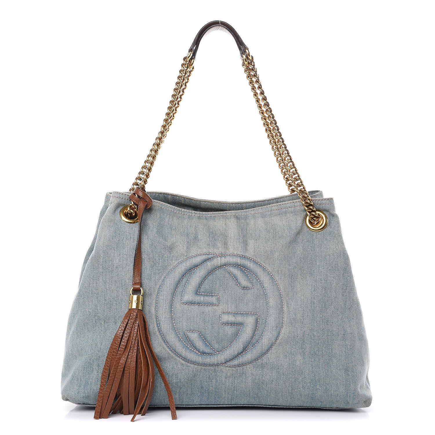Gucci Denim Medium Soho Chain Shoulder Bag Blue 1 of 16