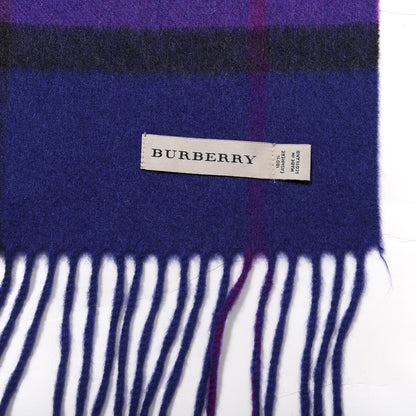 Burberry Cashmere Giant Check Fringe Scarf Purple 3 of 3