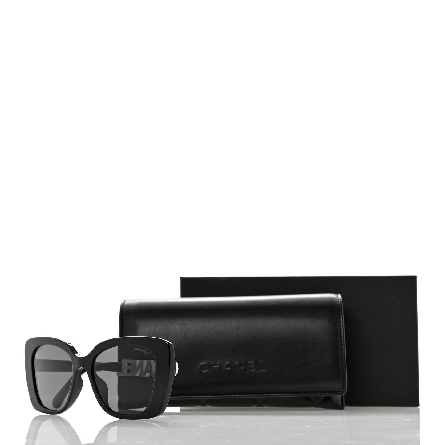 Acetate Strass Square Sunglasses 5422-B-A Black White