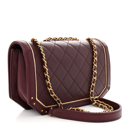 Chanel Calfskin Quilted Small Octagon CC Clasp Flap Bag Red Gold 3 of 11