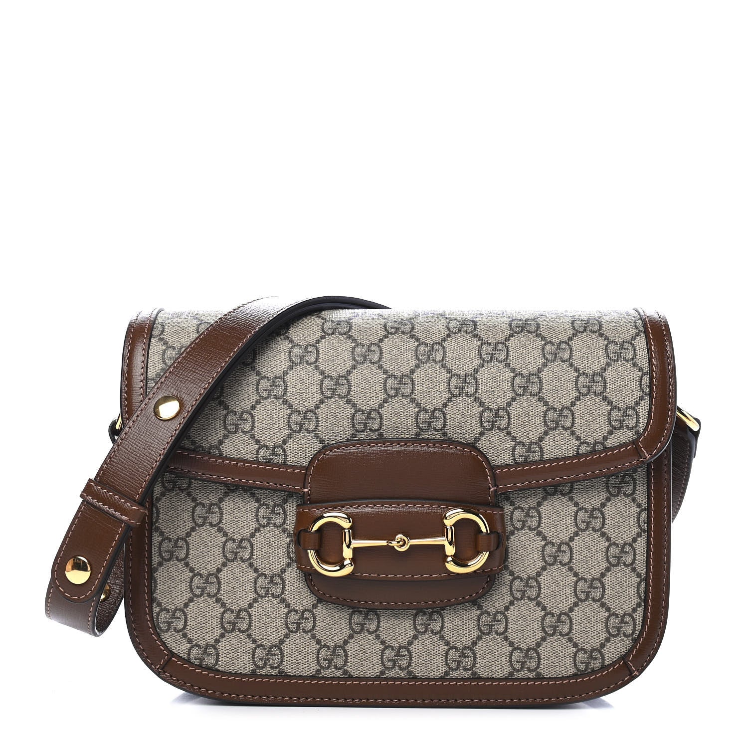 Gucci GG Supreme Monogram Horsebit 1955 Shoulder Bag Beige Brown Sugar 1 of 9