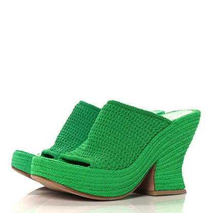 Bottega Veneta Knit Fabric Slide Platform 115 Wedge Sandals 36.5 Grass 3 of 11