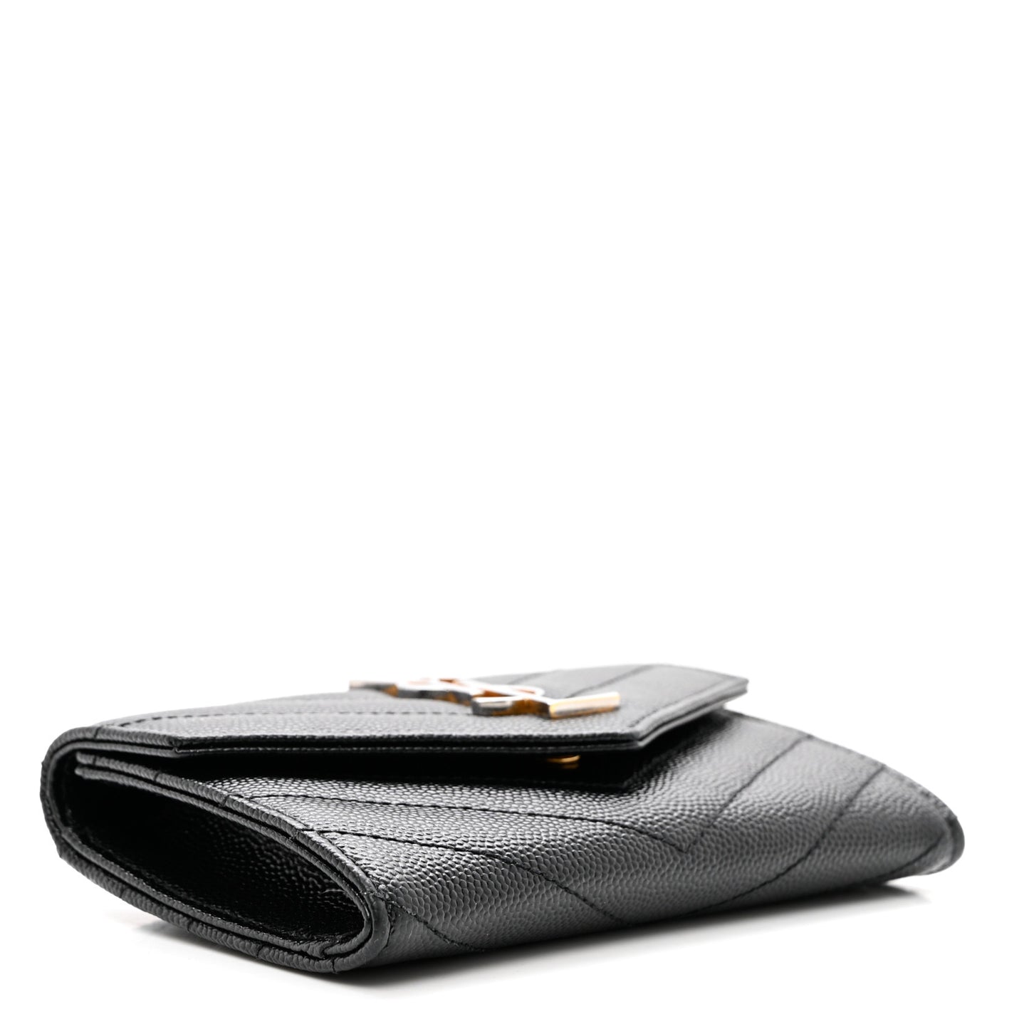 Grain De Poudre Matelasse Chevron Small Monogram Envelope Wallet Black