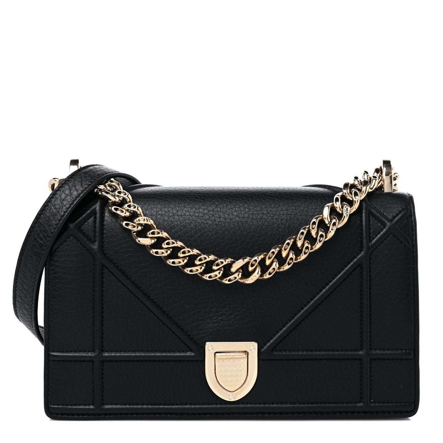 Grained Calfskin Small Diorama Flap Bag Black