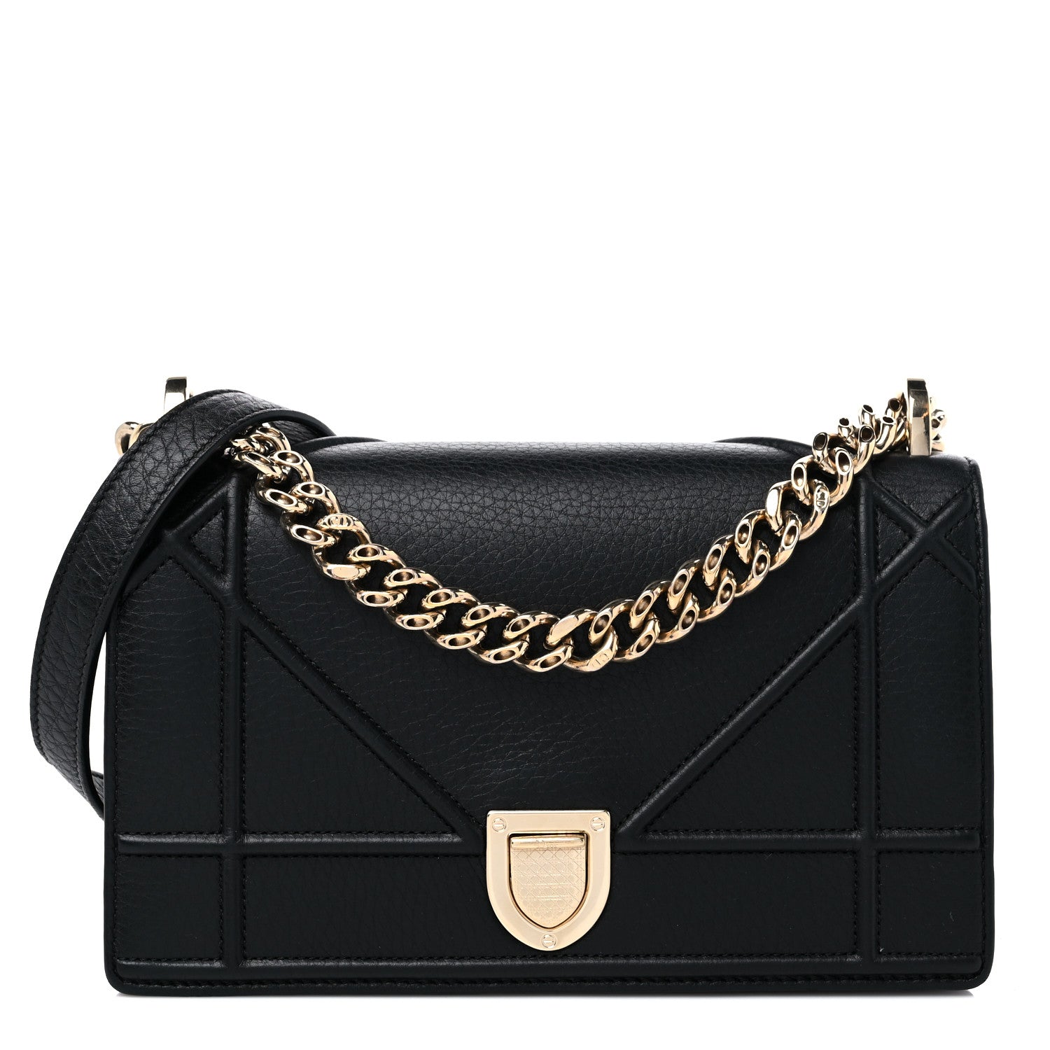 Christian Dior Grained Calfskin Small Diorama Flap Bag Black 1 of 12