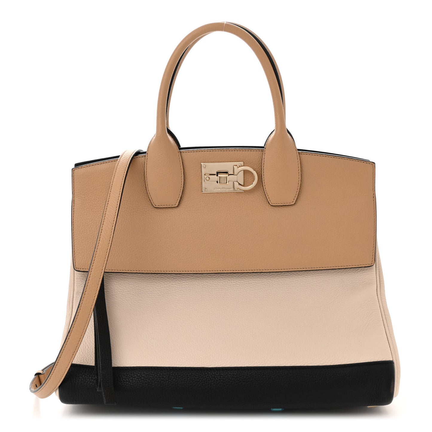 Calfskin Large Studio Bag Dune Bone Black