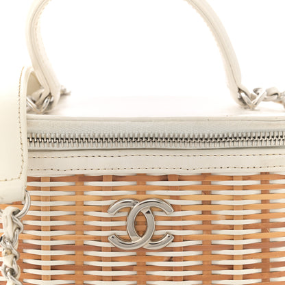 Chanel Calfskin Raffia Small Vanity Case Bag White Beige White Beige 8 of 11