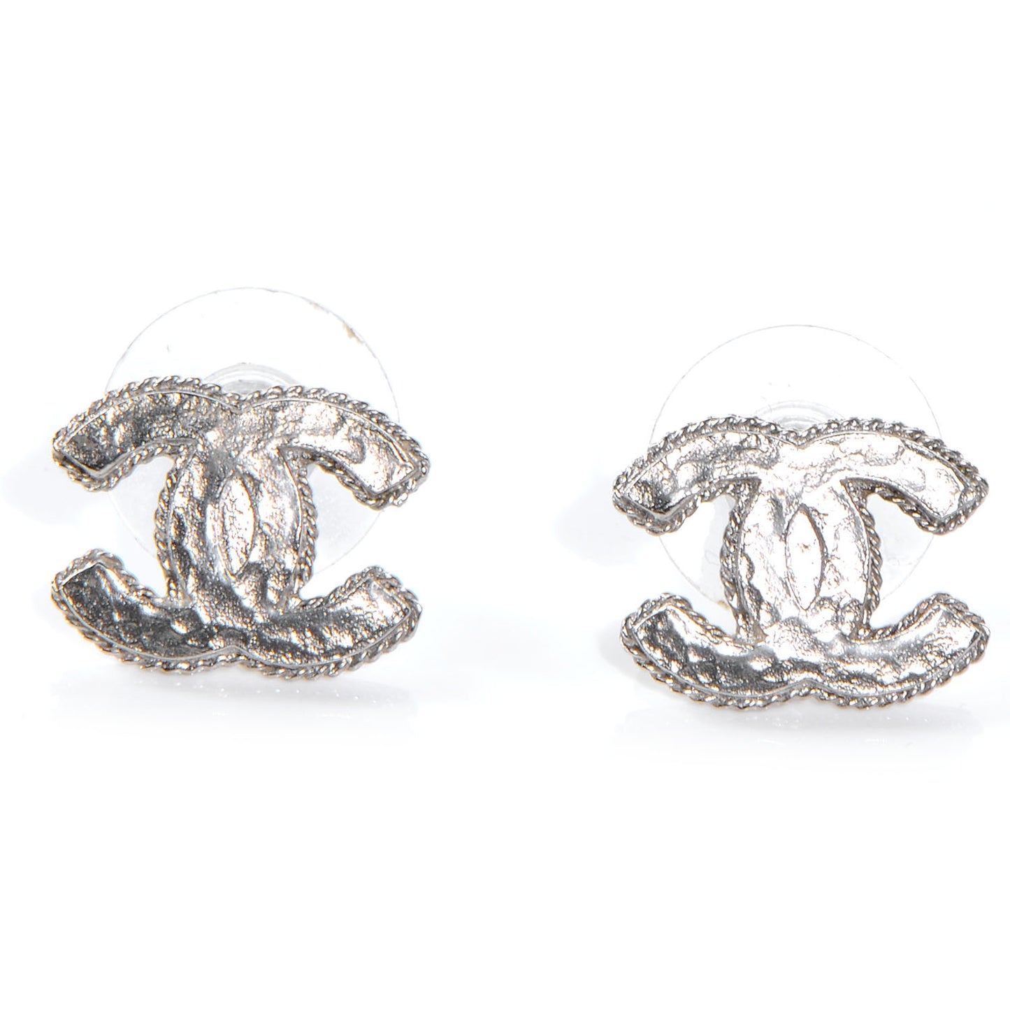 Hammered CC Earrings Silver