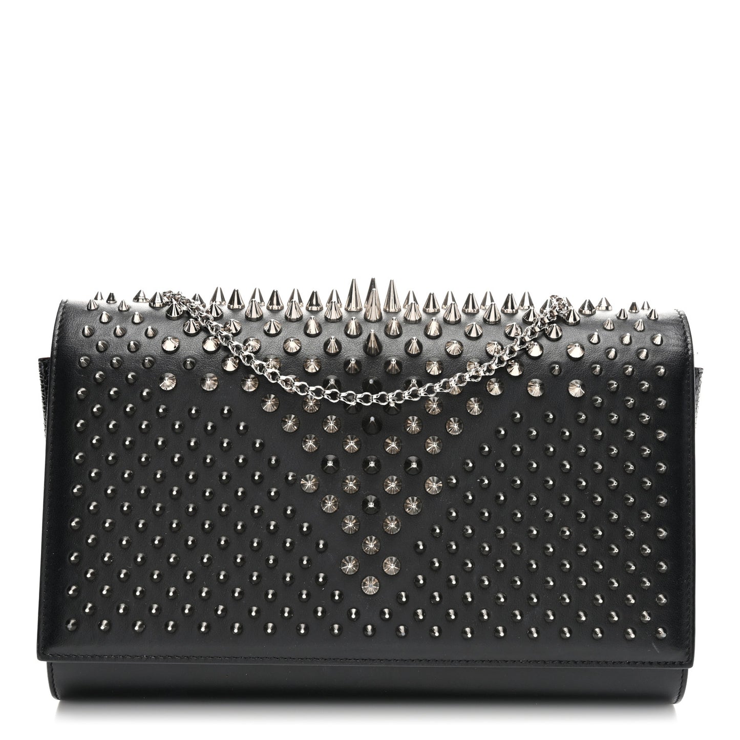 Calfskin Patent Jurassic Spikes Paloma Clutch Black