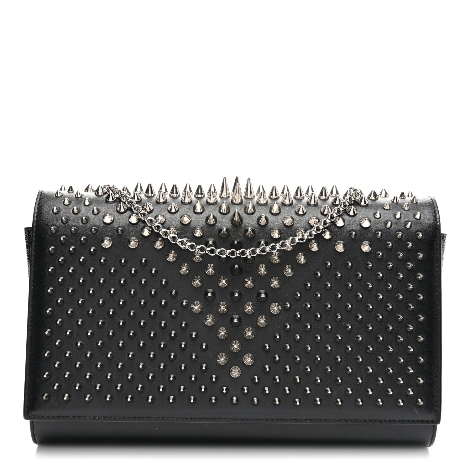 Christian Louboutin Calfskin Patent Jurassic Spikes Paloma Clutch Black 1 of 11