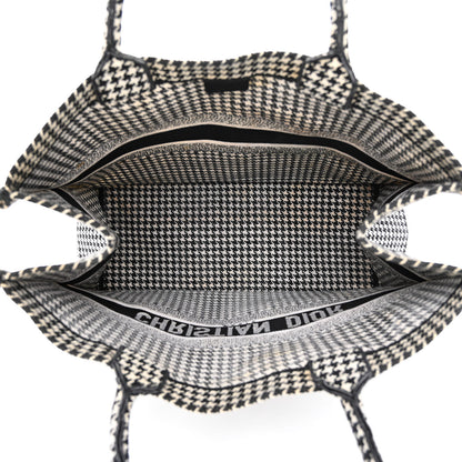 Christian Dior Canvas Houndstooth Embroidered Book Tote Black White 5 of 13