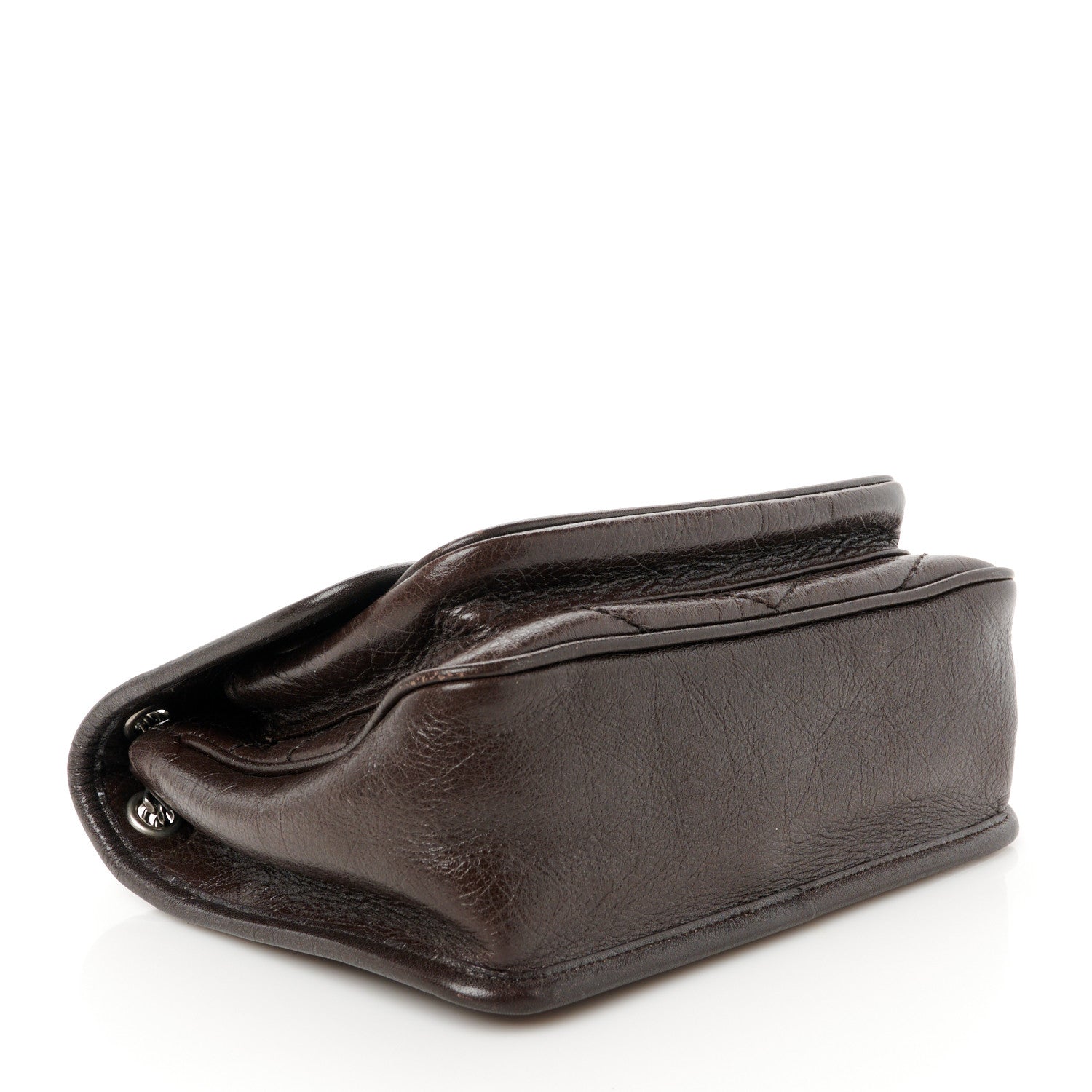 Saint Laurent Crinkled Lambskin Matelasse Monogram Baby Niki Chain Satchel Chocolate 4 of 11