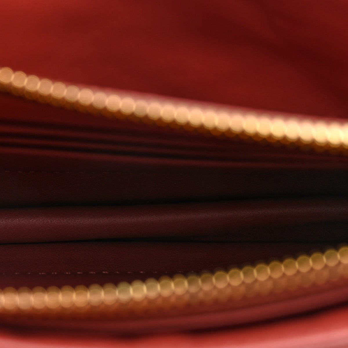 Calfskin Cannage Caro Zipped Pouch With Chain Rust