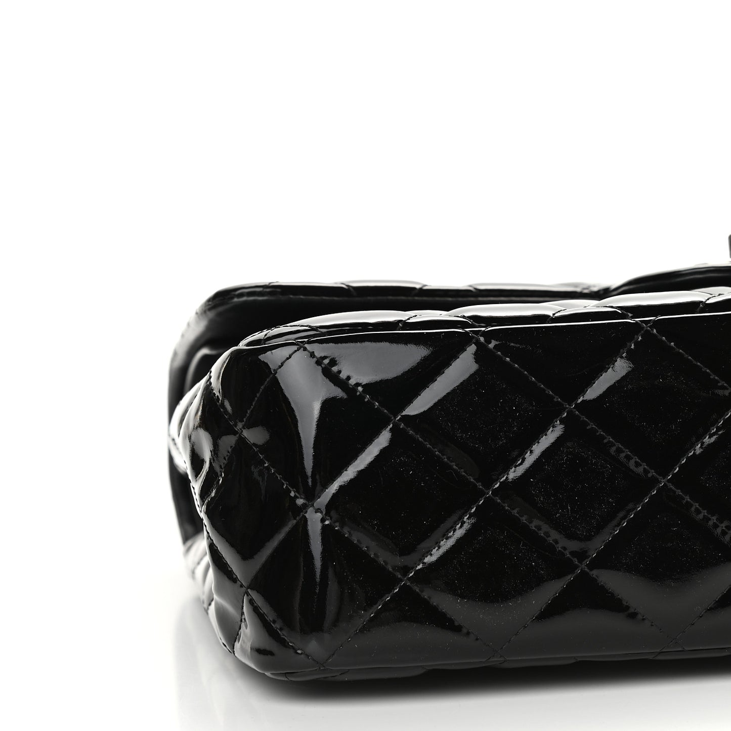 Patent Quilted Jumbo Double Flap Black