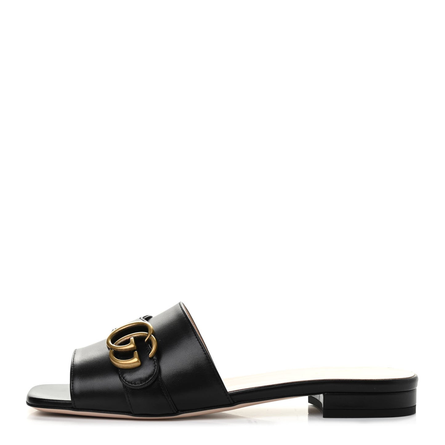 Malaga Kid GG Marmont Flat Slide Sandals 38.5 Black