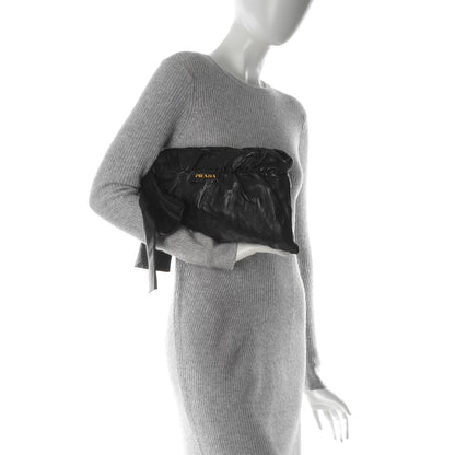 Prada Nappa Antique Bow Clutch Nero Black 2 of 8