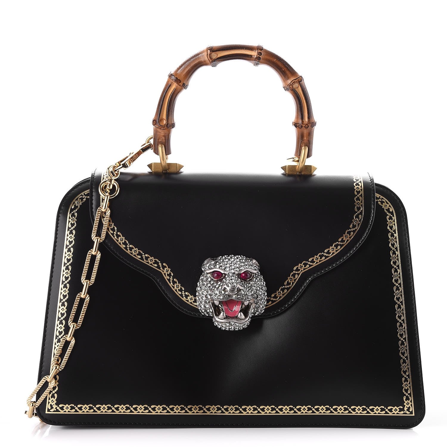 Gucci Calfskin Bamboo Medium Thiara Top Handle Bag Black 1 of 8