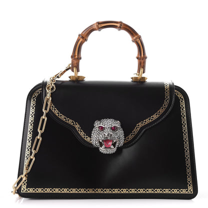 Gucci Calfskin Bamboo Medium Thiara Top Handle Bag Black 1 of 8