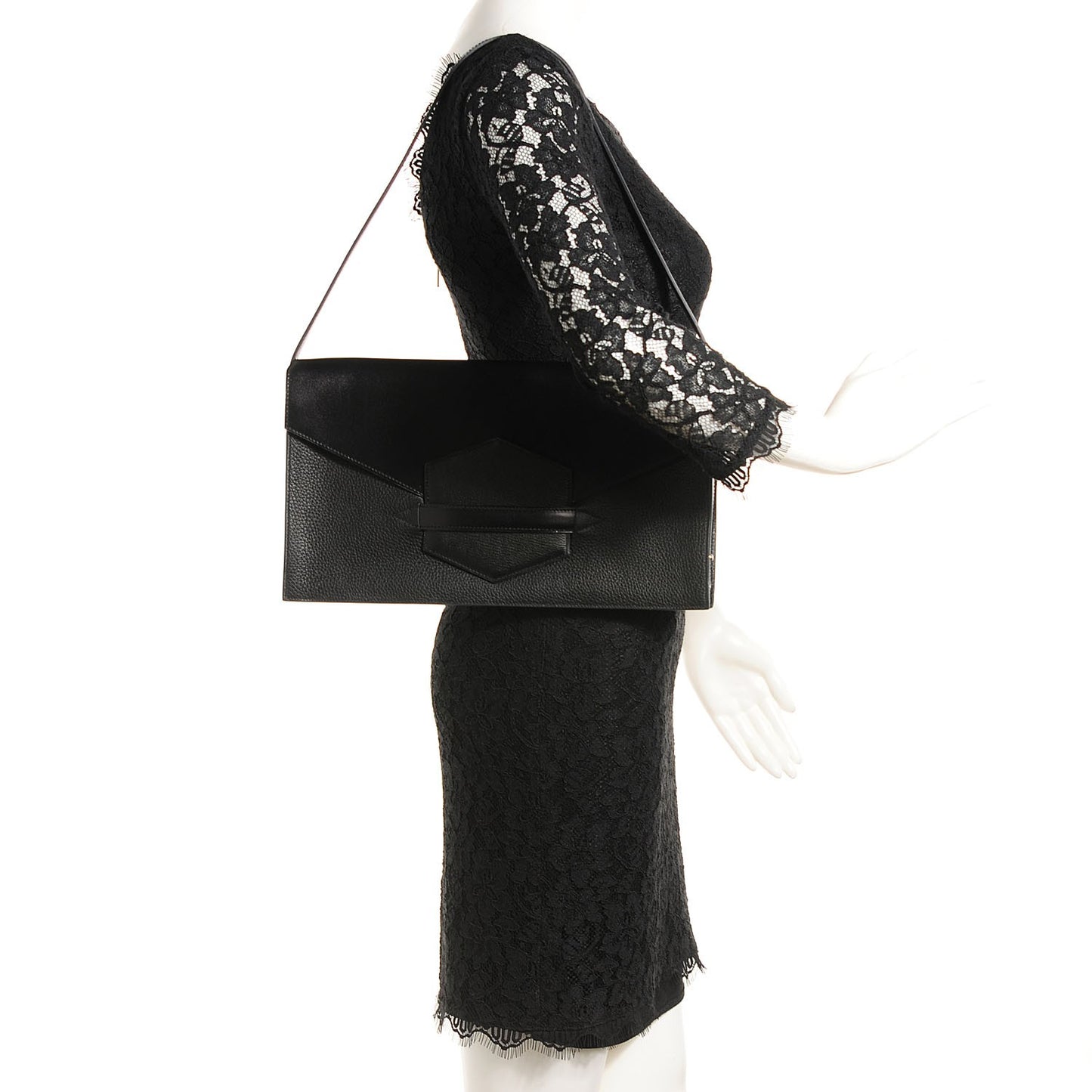 Box Calf Taurillon Clemence Faco Clutch Black
