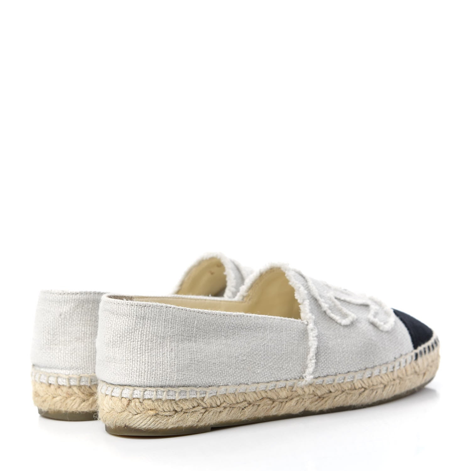 Chanel Linen CC Espadrilles 36 Beige Black 4 of 10