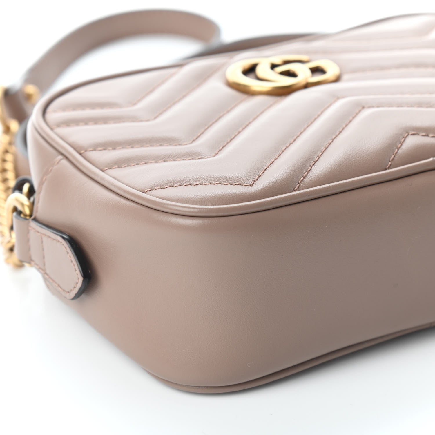 Gucci Calfskin Matelasse Mini GG Marmont Chain Shoulder Bag Porcelain Rose 8 of 9
