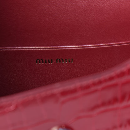 Miu Miu Calfskin Crocodile Embossed St. Cocco Crossbody Bag Rubino 6 of 8