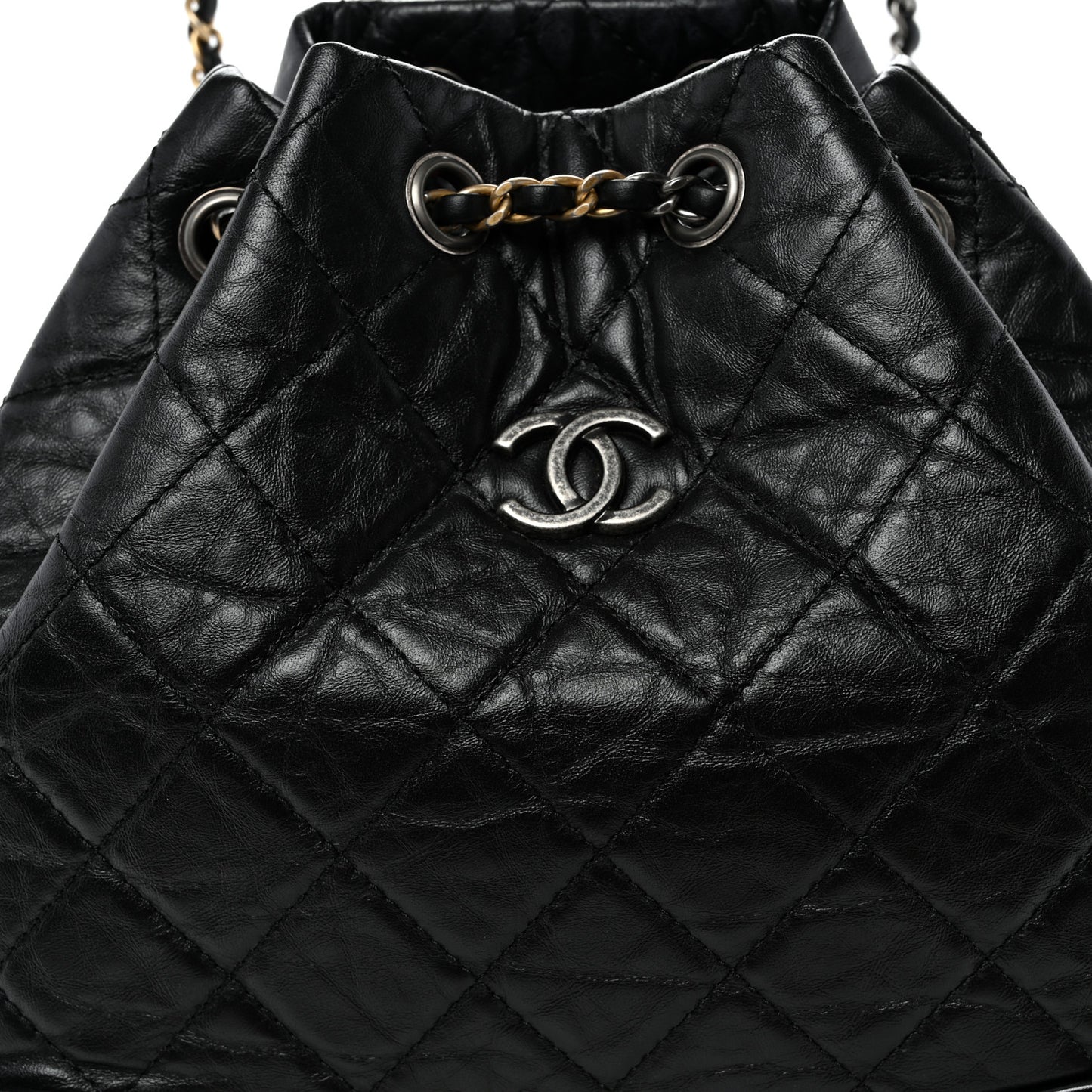Aged Calfskin Quilted Small Gabrielle Backpack Black
