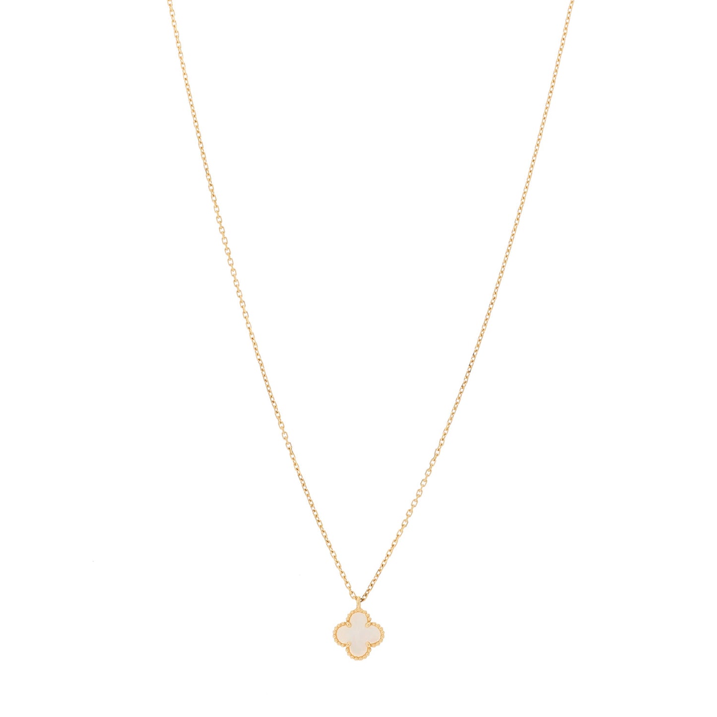 18K Yellow Gold Mother of Pearl Sweet Alhambra Pendant Necklace