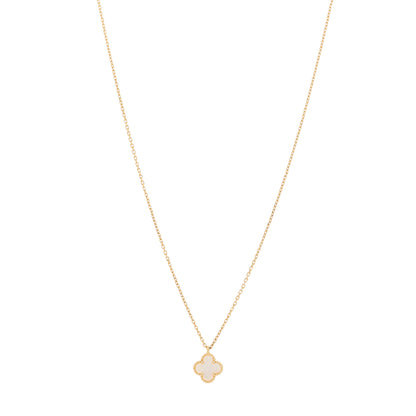 Van Cleef & Arpels 18K Yellow Gold Mother of Pearl Sweet Alhambra Pendant Necklace 1 of 5