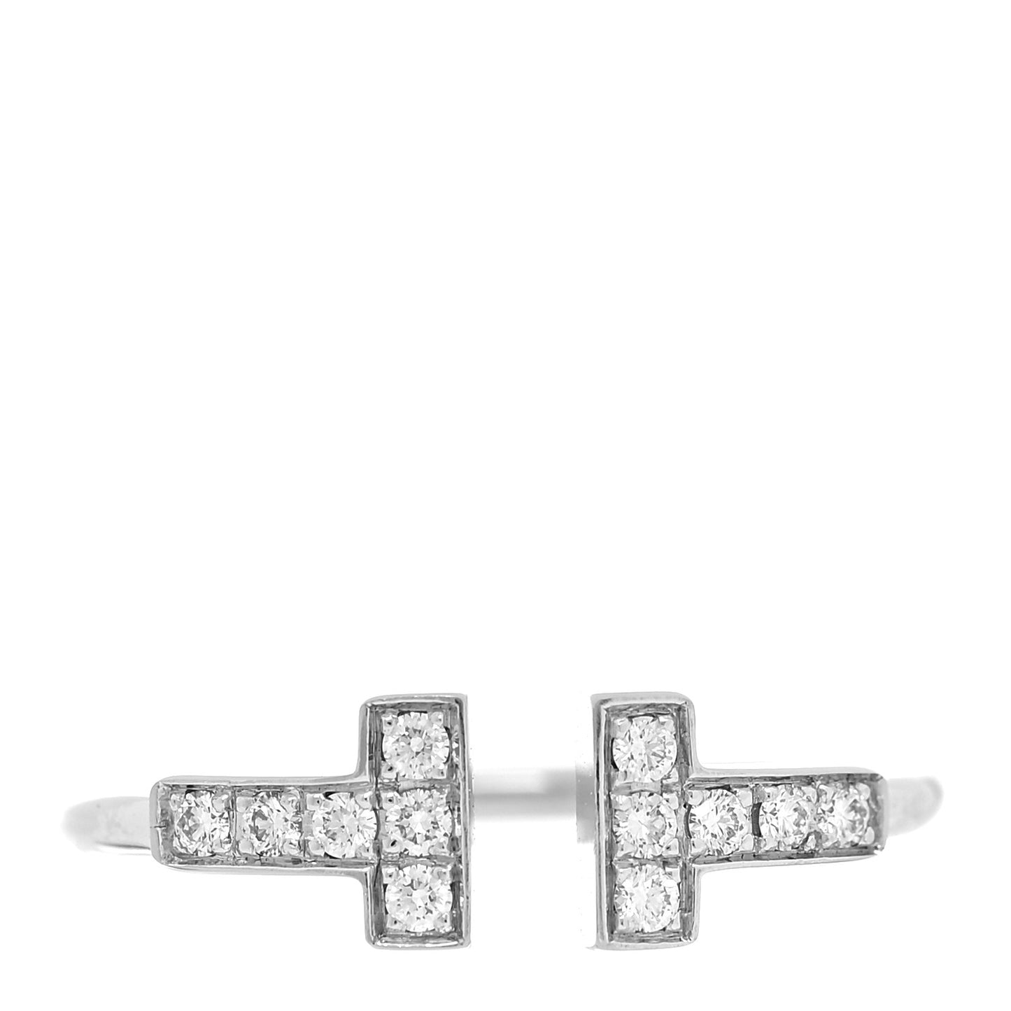 18K White Gold Diamond T Wire Ring 52 6