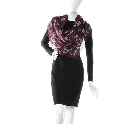 Alexander McQueen Silk Chiffon Skull Scarf Aubergine Grey 2 of 3