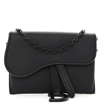 Christian Dior Ultra Matte Calfskin Nano Saddle Chain Pouch Black 1 of 8
