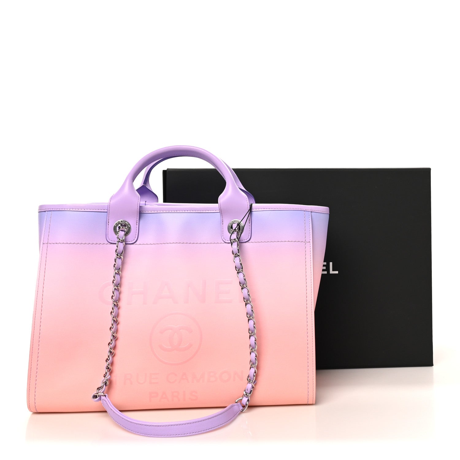 Chanel Shaded Calfskin Small Deauville Tote Light Purple Pink Coral 11 of 11