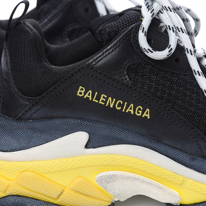Balenciaga Fabric Mesh Womens Triple S Sneakers 40 Black Yellow 6 of 9