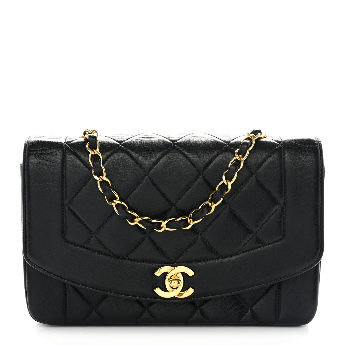 Lambskin Quilted Small Single Flap Black