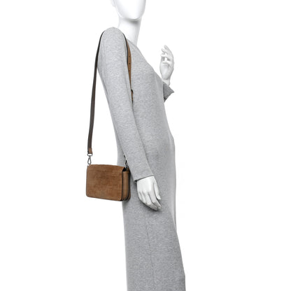 Fendi Vitello Grace Suede FF 1974 Embossed Mini Expandable Flap Bag Sand Sughero 2 of 11