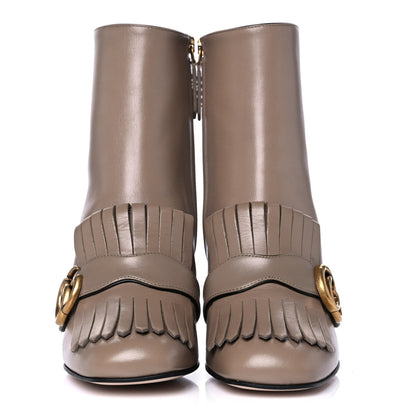 Gucci Malaga Kid GG Marmont Fringe 75mm Ankle Boots 37 Mud 2 of 9