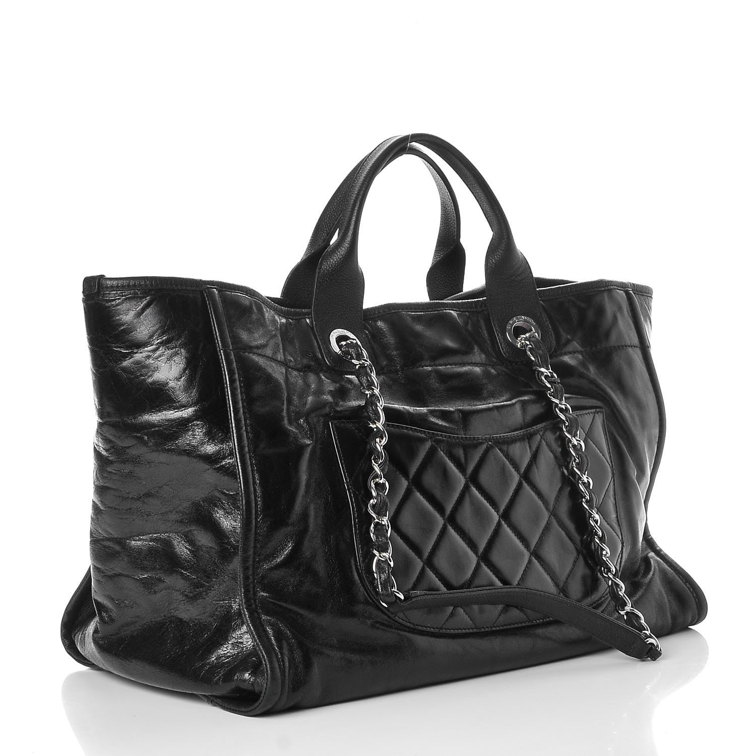 Chanel Glazed Calfskin Large Deauville Tote Black 4 of 11