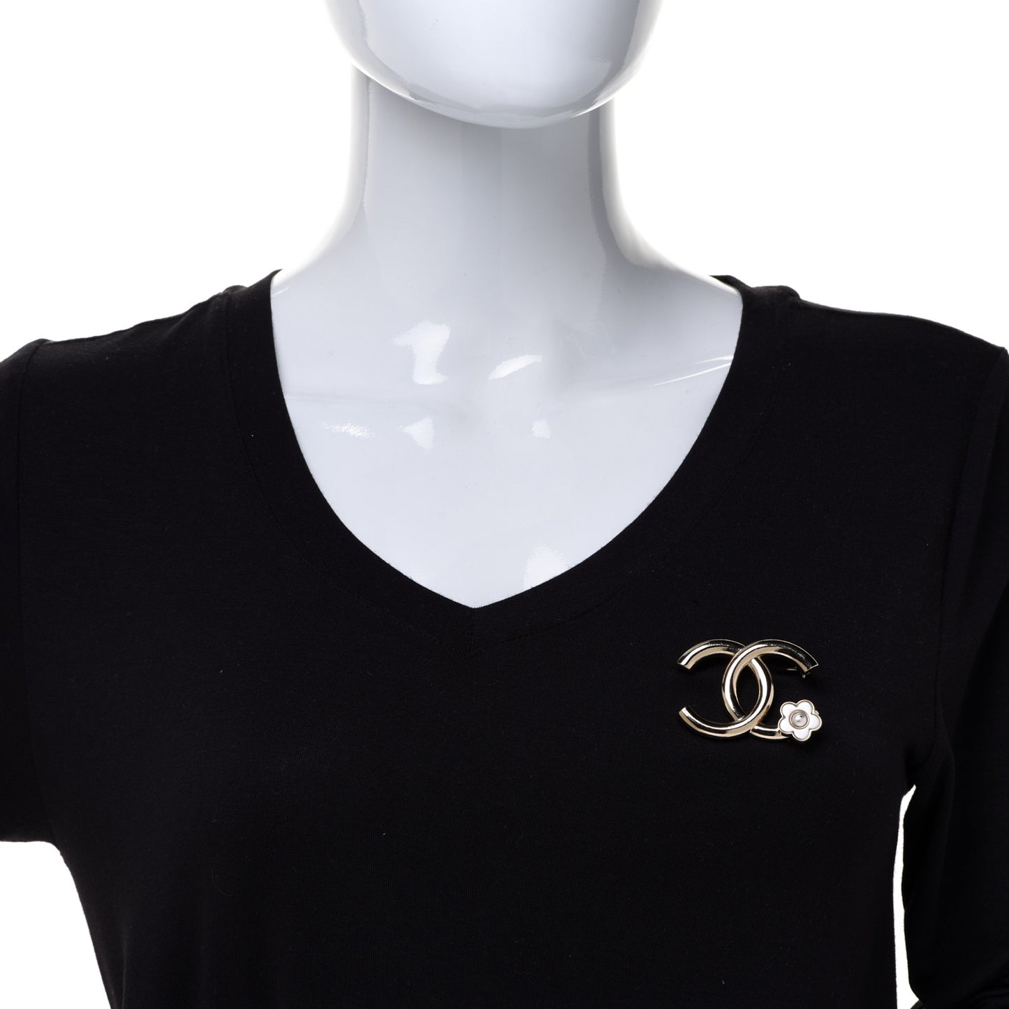 Metal CC Camellia Brooch Light Gold