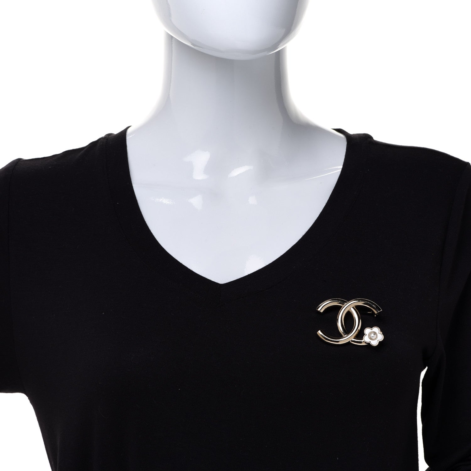 Chanel Metal CC Camellia Brooch Light Gold 2 of 5
