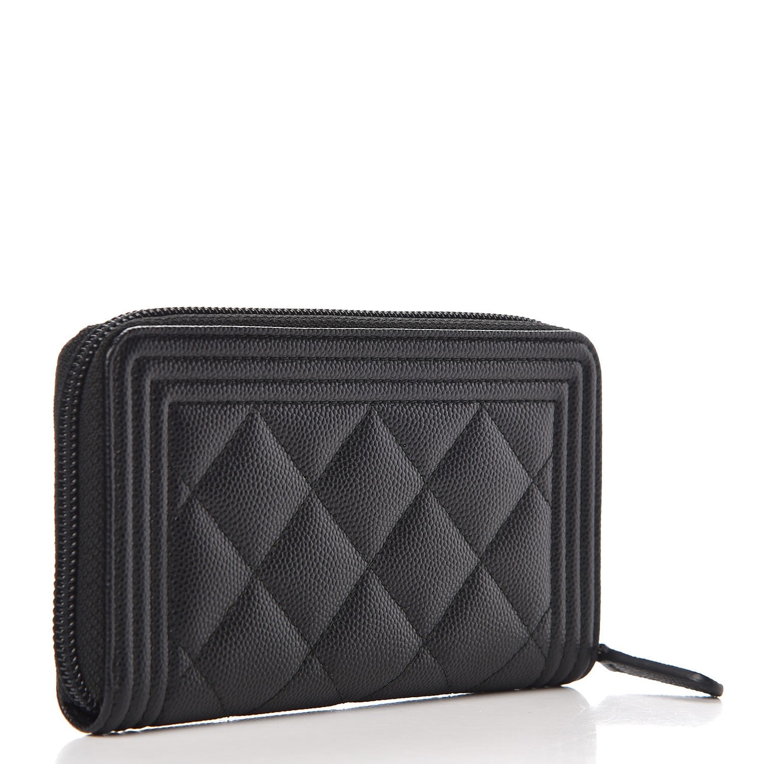 Chanel Caviar Quilted Small Boy Zip Around Wallet Black 3 of 9