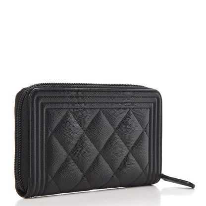Chanel Caviar Quilted Small Boy Zip Around Wallet Black 3 of 9