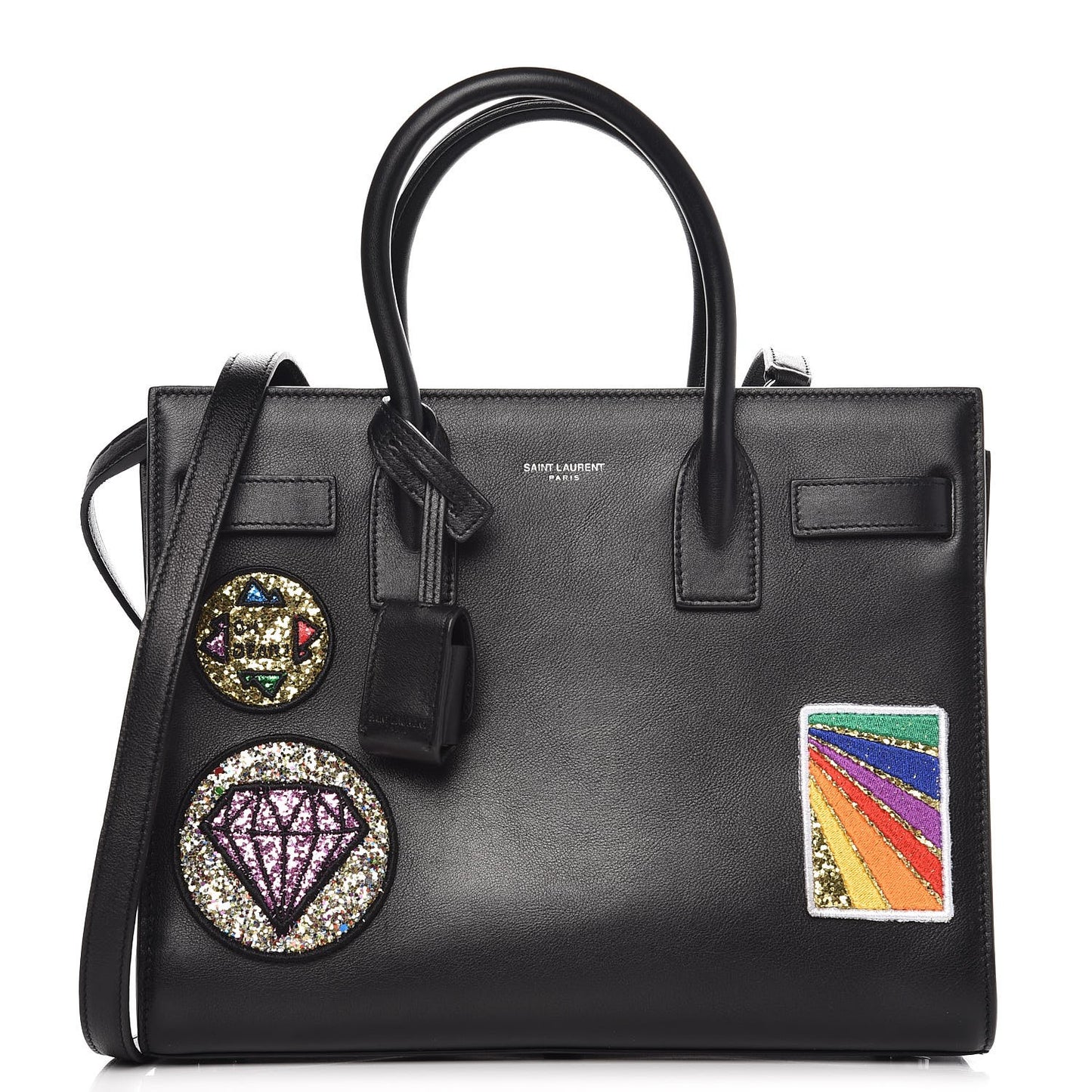 Calfskin Patchwork Baby Sac De Jour Black Multi
