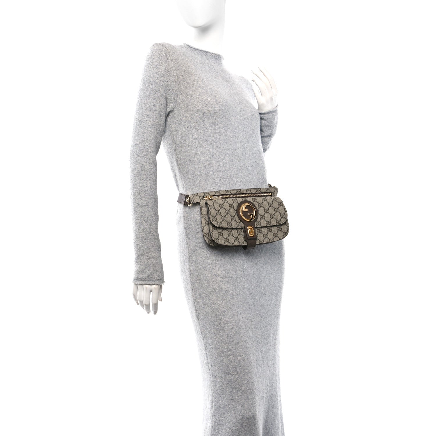 Gucci GG Supreme Monogram Textured Dollar Calfskin Blondie Belt Bag Beige Ebony New Acero 2 of 9