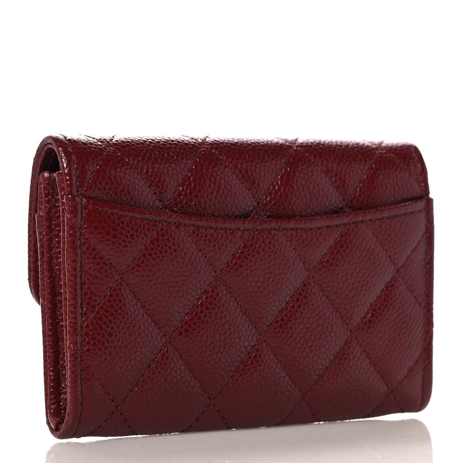 Chanel Caviar Quilted Flap Card Holder Wallet Burgundy 3 of 9