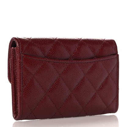 Chanel Caviar Quilted Flap Card Holder Wallet Burgundy 3 of 9